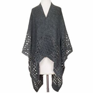Lof Solid Color Crochet Knit Shawl Cover Up New with Tags